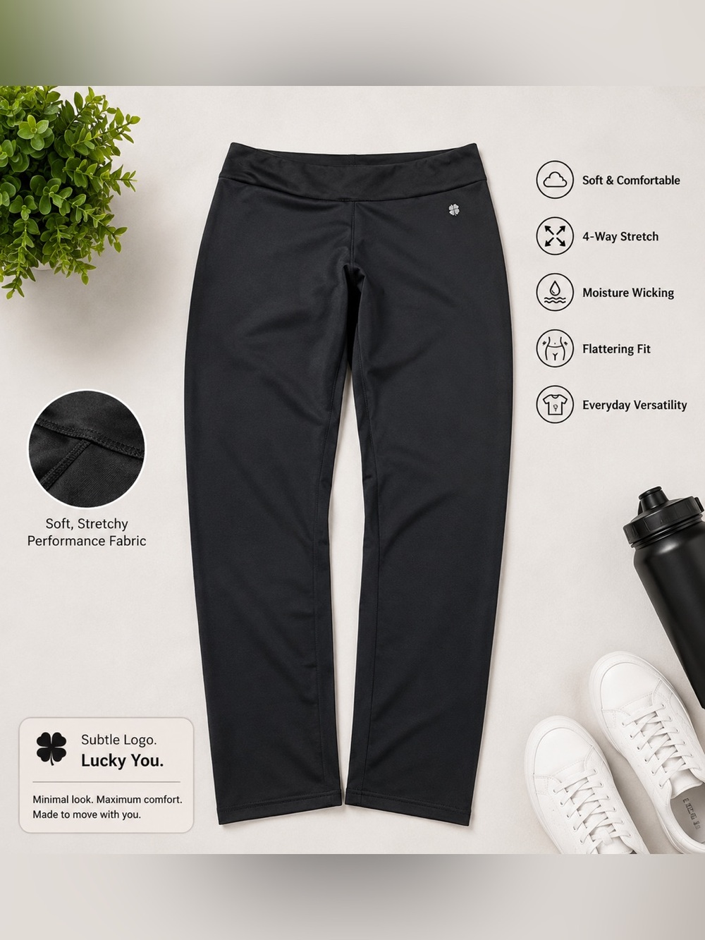 Lucky Brand Black Women's Leggings with Subtle Logo